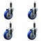 Service Caster 4'' SS Blue Poly Wheel Swivel 1'' Expanding Stem Caster Set, 4PK SCC-SSEX20S414-PPUB-BLUE-1-4 - alternate 1